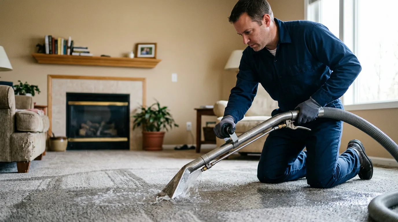Water damage restoration technician working near Bethpage, NY